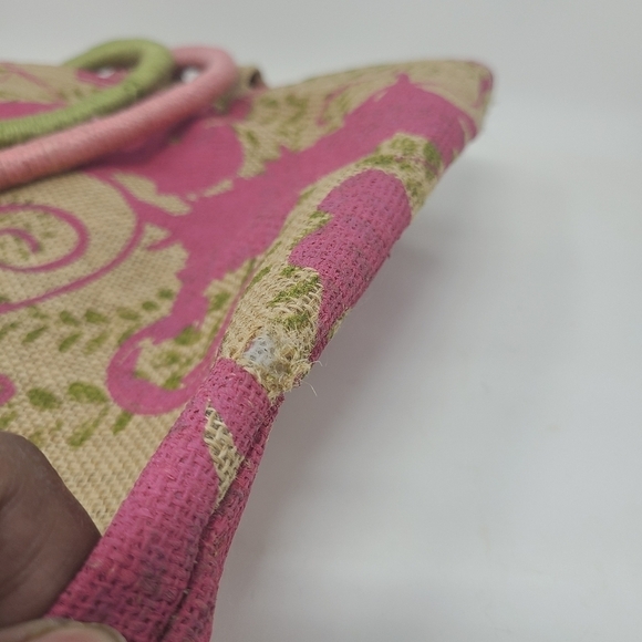 Earth Accessories | Pink & Green Double Strap Tote Satchel Bag (One Size) - Picture 5 of 13